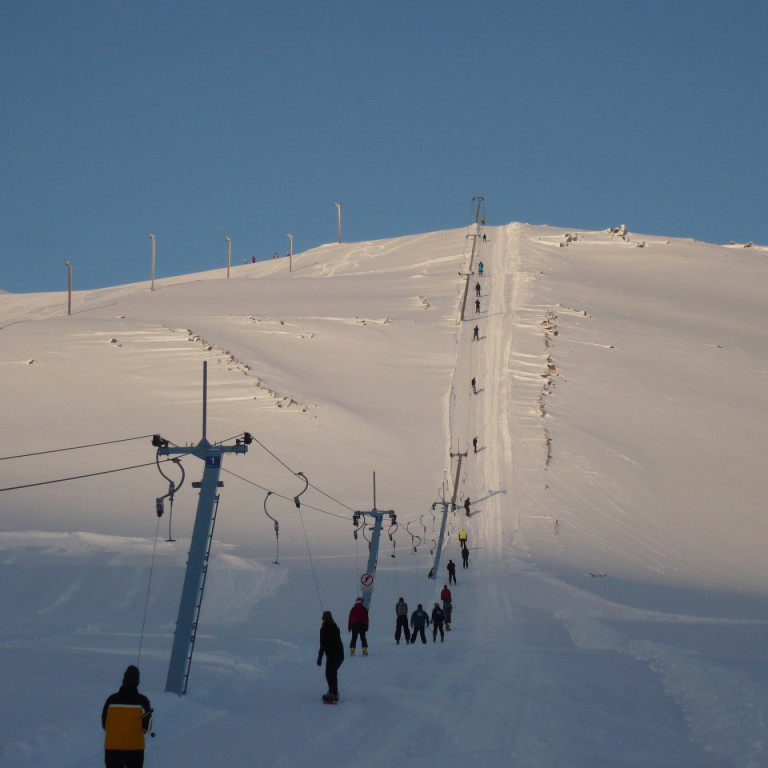 Séð upp eftir Búngu-lyftu.
