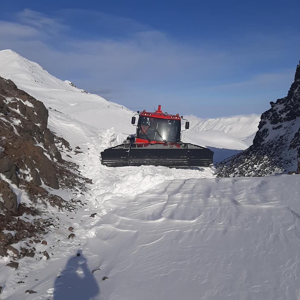 Siglufjarðarskarð í allri sinni dýrð, mynd tekin af Kára Frey Hreinssyni mars 2020